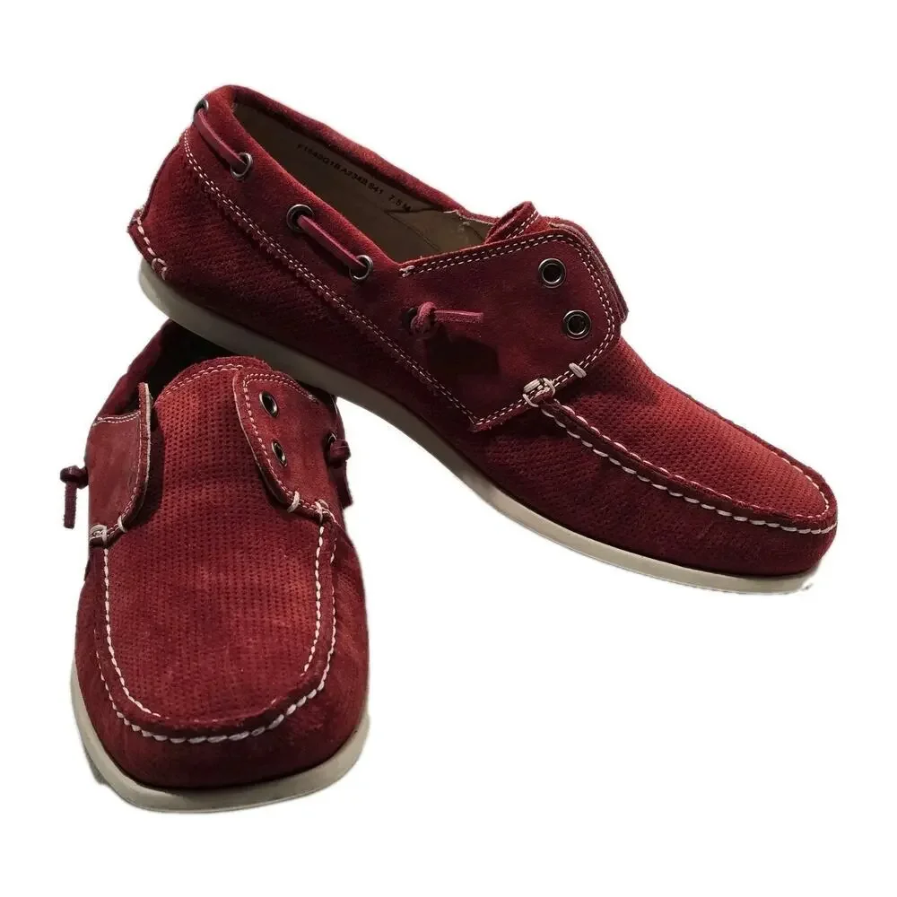 John Varvatos Firebrick Red Schooner Shoe Laceless Star USA Suede Sz. 7.5